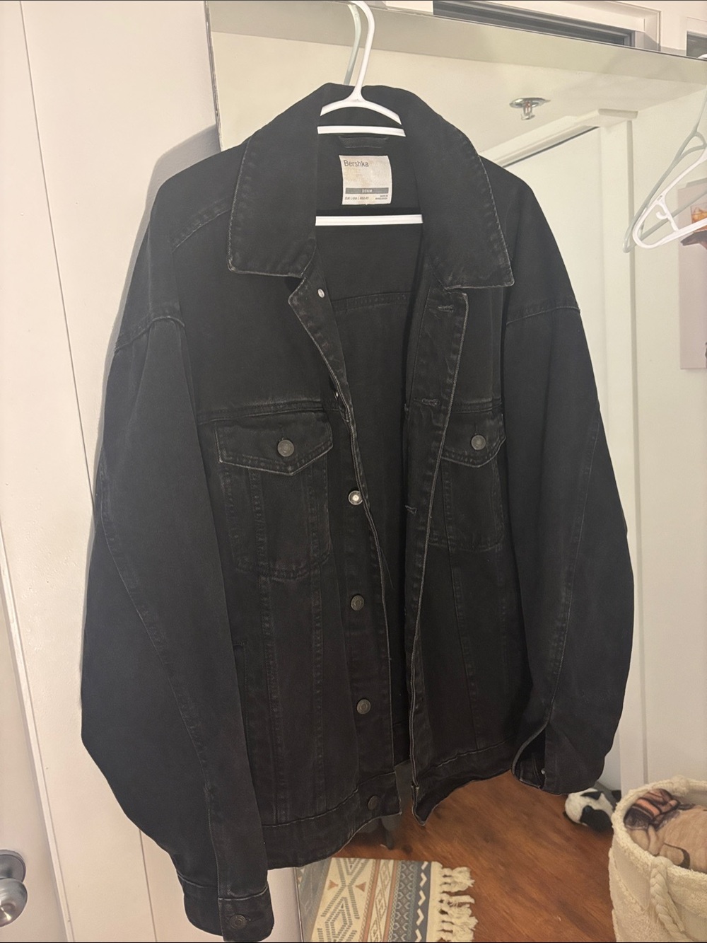Bershka Black Oversized Denim Jacket